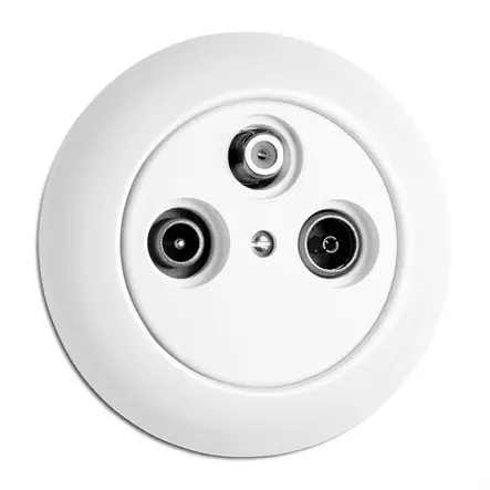 RTV+TV+SAT (posliinikehykselle) - Valkoiset pistorasiat ja kytkimet, THPG - 517-144-20 - 2