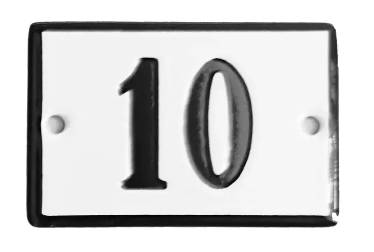 Emalikyltti no "10", 6 x 4 cm - Emaliset numerokilvet, pienet - 946-085-10 - 1