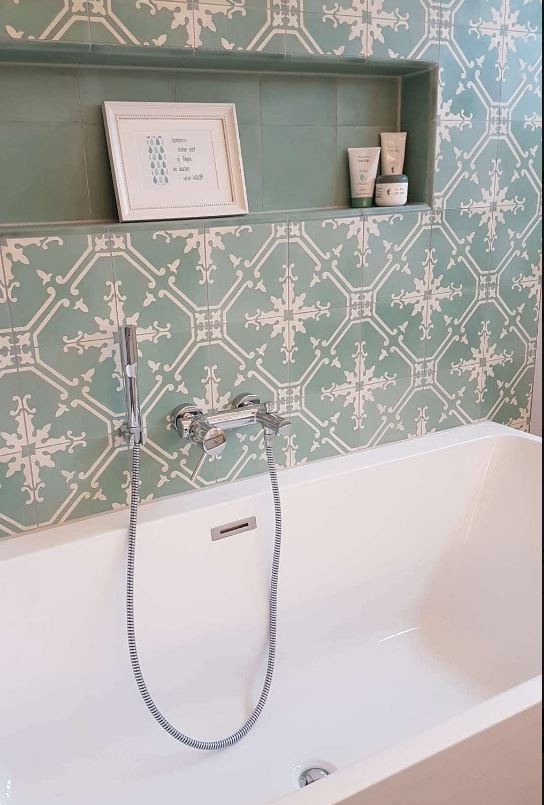 Sementtilaatta, sinivihreä - Yksiväriset VIA -sementtilaatat - 050 - 1