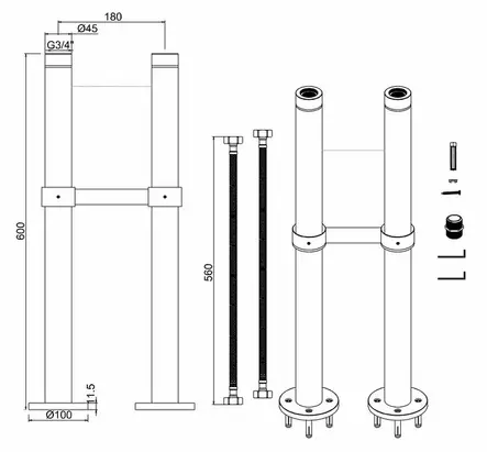Claremont -ammehanan lisäputket - Lisävarusteet hanoihin - 412-007-191 - 2