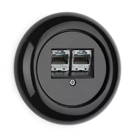 Data ja data (posliinikehykselle) - Mustat pistorasiat ja kytkimet, THPG - 517-145-11 - 2