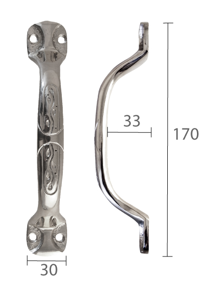 Uniikki Vedin ovivedin niklattu, vetimet, pituus 21 cm, Domus Classica=
n oma vedinmalli, mitat - Niklatut vetimet - 102-004-1 - 3