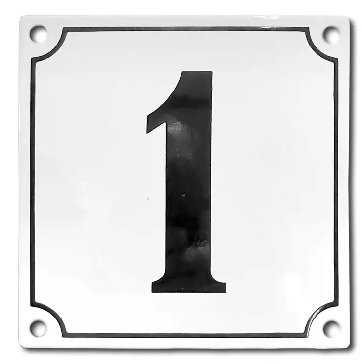 Talonumero 12 x 12 cm, emaloitu - Emaliset numerokilvet, kork. 12 cm - 944-010-1 - 1