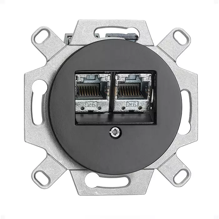 Data ja data (posliinikehykselle) - Mustat pistorasiat ja kytkimet, THPG - 517-145-11 - 1