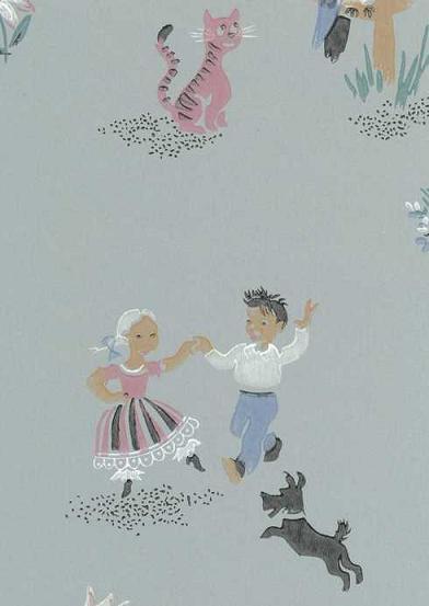 Paperitapetti Leikki, sinivihre=C3=A4 - Pihlgren & Ritola -tapetit - 69741 - 1