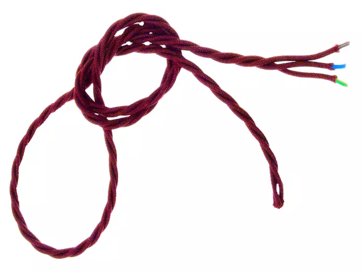 Kangasjohto, punottu, viininpunainen - Kankaiset valaisinjohdot - 760-001-1 - 1