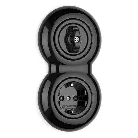 Kaksoiskehys, posliininen - Mustat pistorasiat ja kytkimet, THPG - 518-155-2 - 2