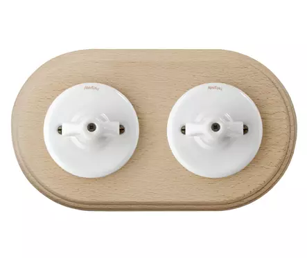 Puinen kehys, käsittelemätön - Valkoiset posliinikytkimet - 518-052-2 - 2