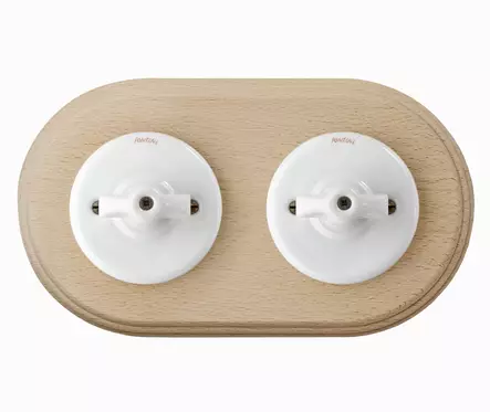 Puinen kehys, käsittelemätön - Valkoiset posliinikytkimet - 518-052-2 - 2