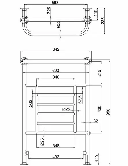 Pyyhekuivain Vincent, lev. 64,2 cm - Kuivauspatterit - 452-304-642 - 2