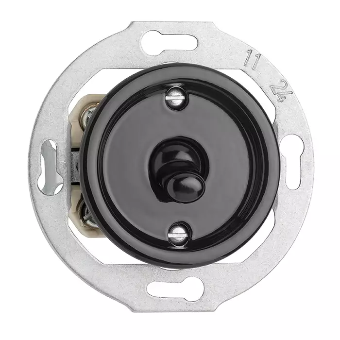 Ristikytkin (posliinikehykselle) - Mustat pistorasiat ja kytkimet, THPG - 516-145-22 - 1