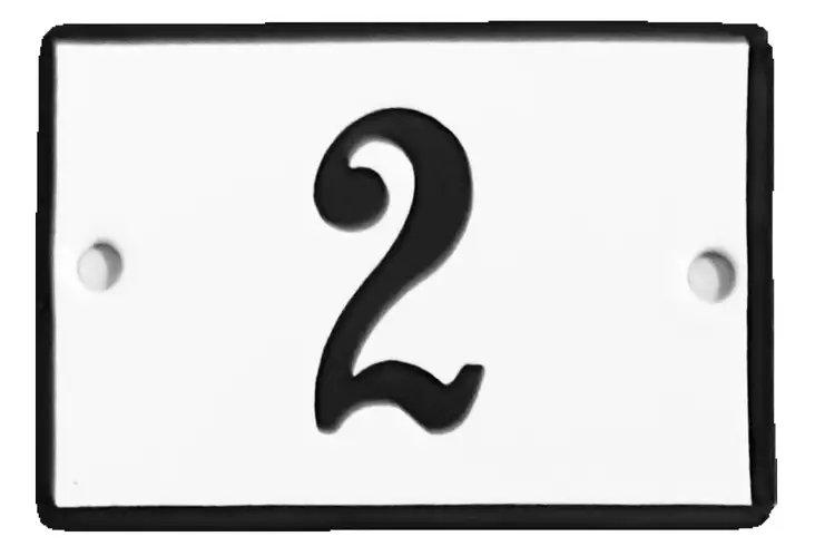 Emalikyltti no "2", 6 x 4 cm - Emaliset numerokilvet, pienet - 946-084-2 - 1