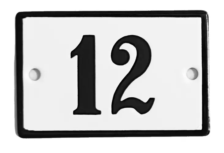 Emalikyltti no "12", 6 x 4 cm - Emaliset numerokilvet, pienet - 946-085-12 - 1