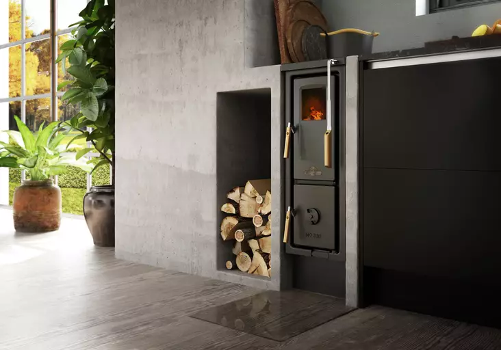 Puuhella kapea laadukas pienen tilan liesi - Puuhellat - 715-019-25 - 1