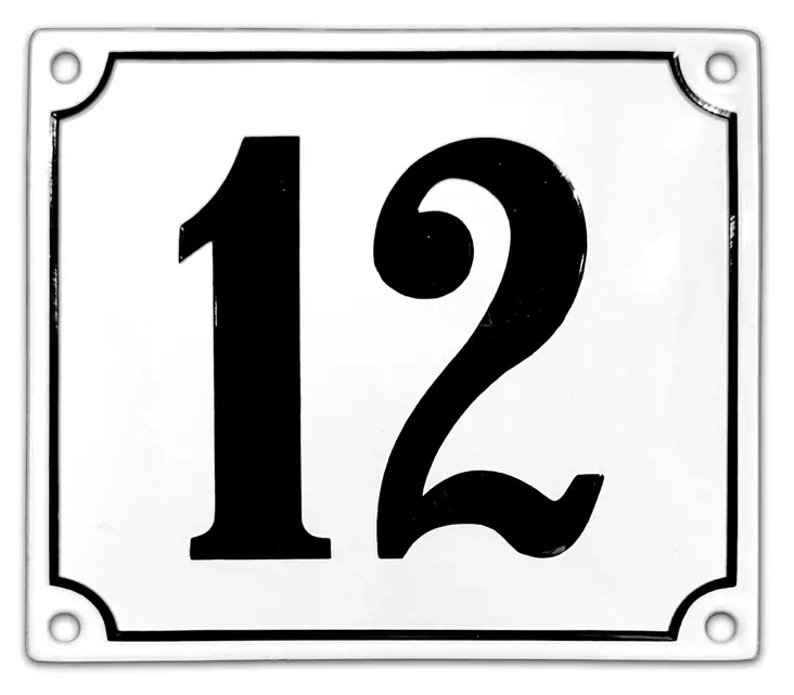 Talonumero 14 x 12 cm, emaloitu - Emaliset numerokilvet, kork. 12 cm - 944-011-12 - 1