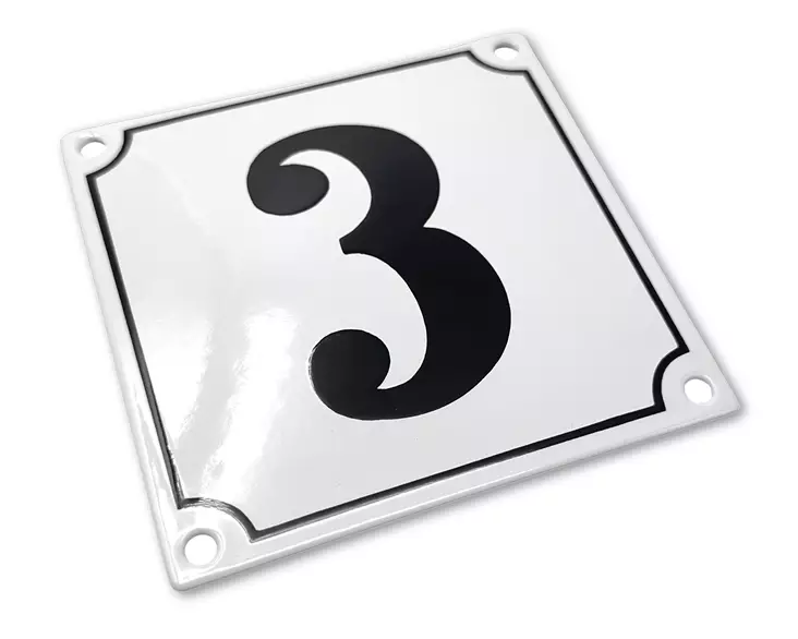 Talonumero 16 x 16 cm, emaloitu - Emaliset numerokilvet, kork. 16 cm - 944-220-12 - 1