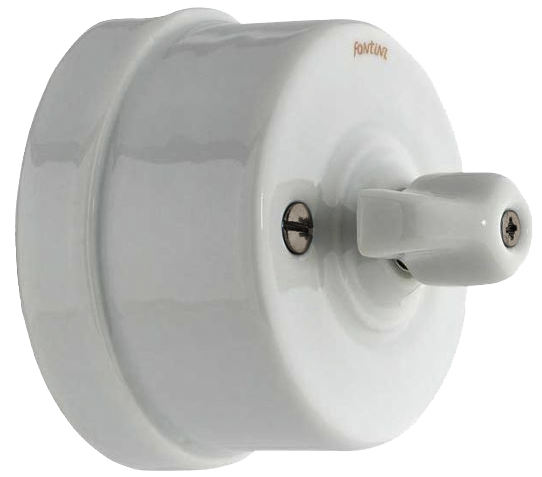 Vaihtokytkin, vääntönupilla - Valkoiset posliinikytkimet - 516-002-2 - 1