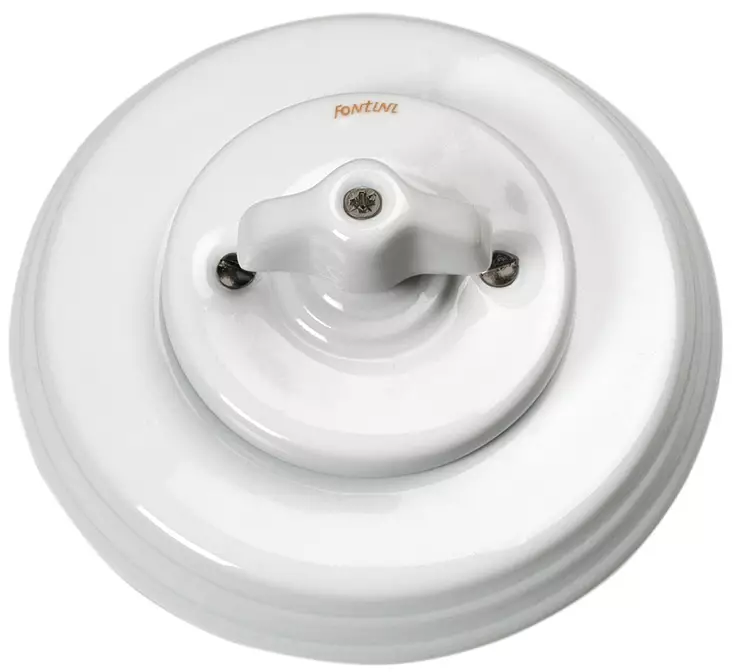 Vaihtokytkin, vääntönupilla - Valkoiset posliinikytkimet - 516-025-2 - 1