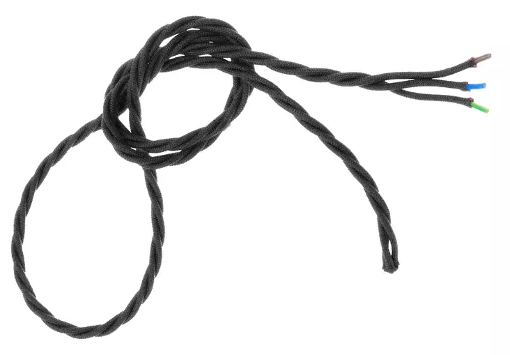 Kangasjohto, punottu, musta - Kankaiset valaisinjohdot - 760-001-2 - 1