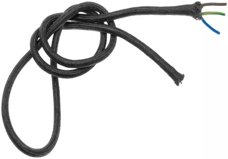 Kangasjohto, sile=C3=A4, musta - Kankaiset valaisinjohdot - 760-002-2 - 1