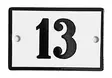Emalikyltti no "13", 6 x 4 cm - Emaliset numerokilvet, pienet - 946-085-13 - 1