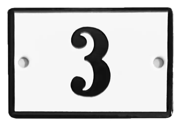 Emalikyltti no "3", 6 x 4 cm - Emaliset numerokilvet, pienet - 946-084-3 - 1