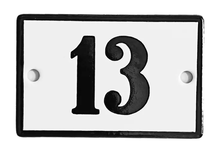 Emalikyltti no "13", 6 x 4 cm - Emaliset numerokilvet, pienet - 946-085-13 - 1