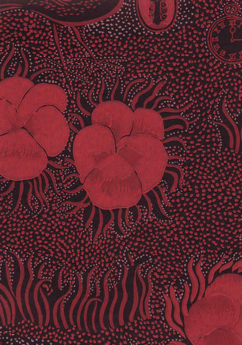 Paperitapetti Kiurujen y=C3=B6. puna-musta - Pihlgren & Ritola -tapetit - 68633 - 1