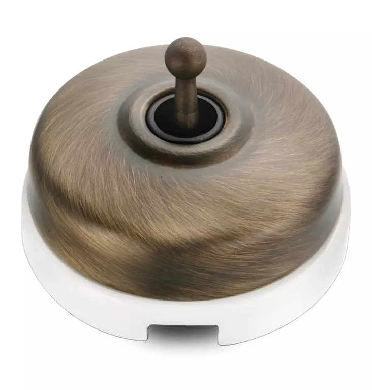 Ristikytkin Dimbler, johtoaukolla - Valkoiset posliinikytkimet - 518-345-13 - 1