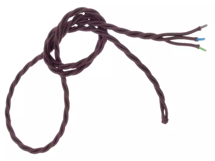 Kangasjohto, punottu, tummanruskea - Kankaiset valaisinjohdot - 760-001-3 - 1