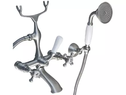 Suihkuhana, vanha hopea vanhanajan hana vanhaan taloon suihku antiikki=
 klassinen perinteinen hana tyylik=C3=A4s kaksiote hana - Clarissa -hanasarja - 412-007-4 - 2