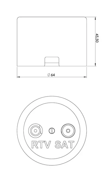 Antennirasia, yksittäinen - Mustat posliinipistorasiat - 517-004-4 - 2