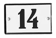 Emalikyltti no "14", 6 x 4 cm - Emaliset numerokilvet, pienet - 946-085-14 - 1