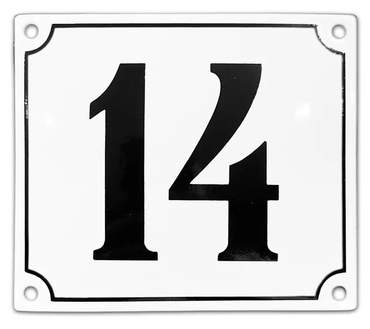 Talonumero 20 x 16 cm, emaloitu - Emaliset numerokilvet, kork. 16 cm - 944-211-14 - 1