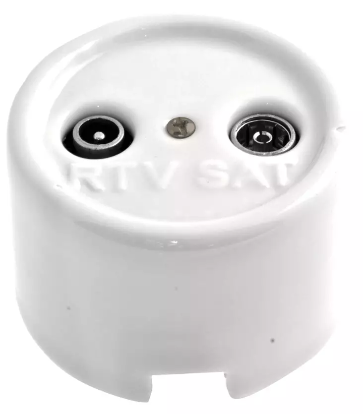 Antennirasia, yksittäinen - Valkoiset posliinipistorasiat - 517-003-4 - 1