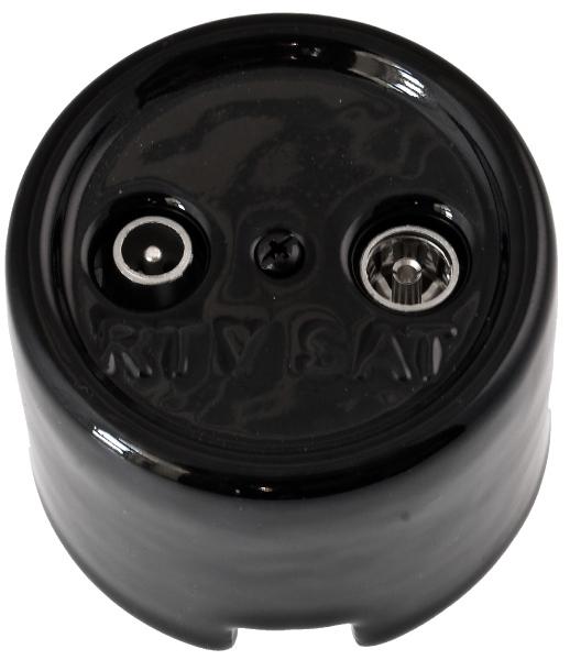 Antennirasia, yksittäinen - Mustat posliinipistorasiat - 517-004-4 - 1