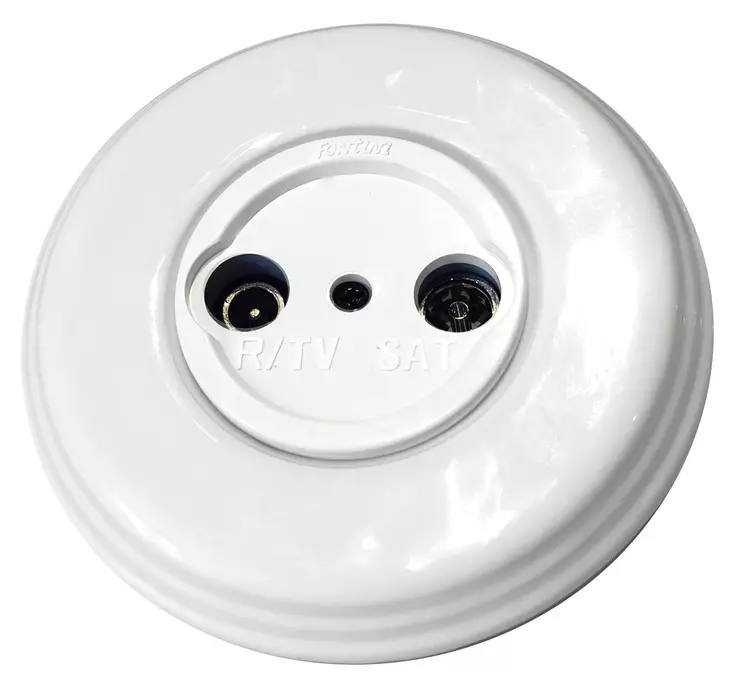 Antennirasia, yksittäinen - Valkoiset posliinipistorasiat - 517-026-4 - 1