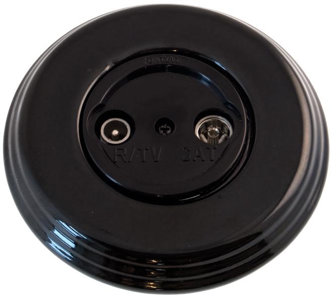 Antennirasia, yksittäinen - Mustat posliinipistorasiat - 517-027-4 - 1