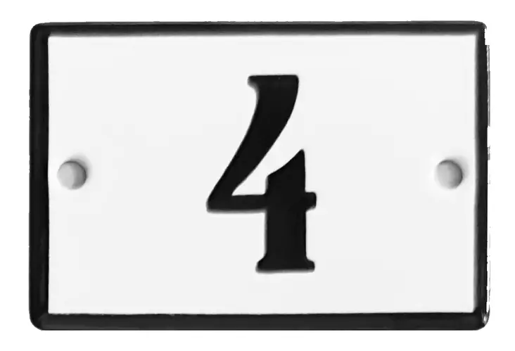 Emalikyltti no "4", 6 x 4 cm - Emaliset numerokilvet, pienet - 946-084-4 - 1