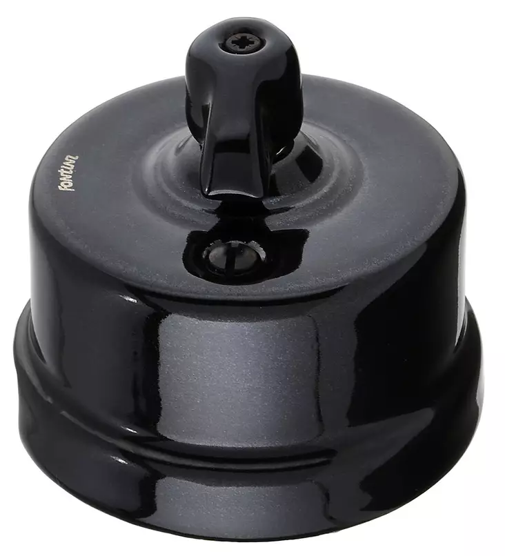 Ristikytkin, vääntönupilla - Mustat posliinikytkimet - 516-003-4 - 1