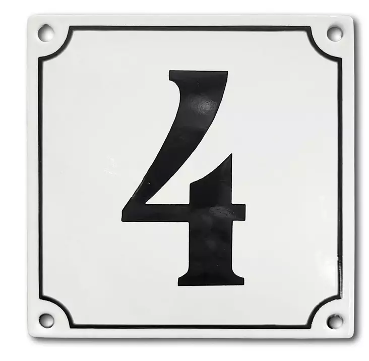 Talonumero 12 x 12 cm, emaloitu - Emaliset numerokilvet, kork. 12 cm - 944-010-4 - 1