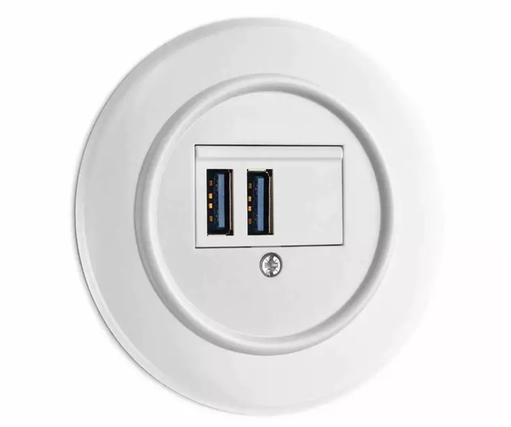 USB -latausasema - Valkoiset bakeliittipistorasiat - 617-144-14 - 1