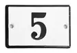 Emalikyltti no "5", 6 x 4 cm - Emaliset numerokilvet, pienet - 946-084-5 - 1