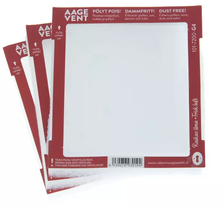 Pölysuodatin korvausilmaventtiilille, 3 kpl - Vedonparantajat ja varaosat - 719-015-75 - 1