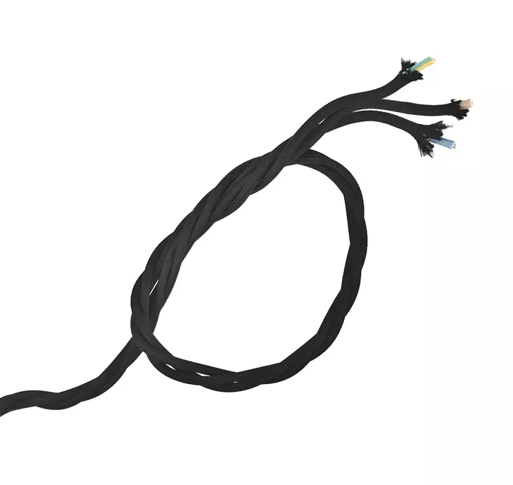 Pintavetojohto 3x1,5 (musta) - Kankaiset pinta-asennusjohdot - 760-021-16 - 1