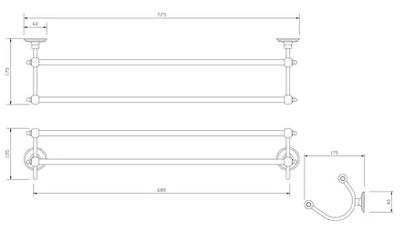 Pyyheteline Miller, pit. 72,5 cm - Saippua-, pyyhe- ja wc-paperitelineet - 418-067-77 - 2