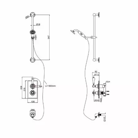 Suihkuhana Trent, termostaatilla - Suihkuhanat - 412-029-37 - 2