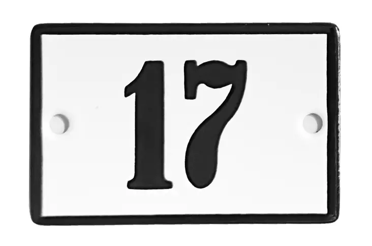Emalikyltti no "17", 6 x 4 cm - Emaliset numerokilvet, pienet - 946-085-17 - 1