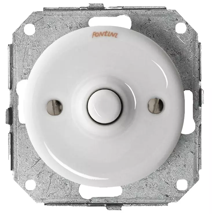 Impulssikytkin, painonapilla - Valkoiset posliinikytkimet - 516-040-77 - 1