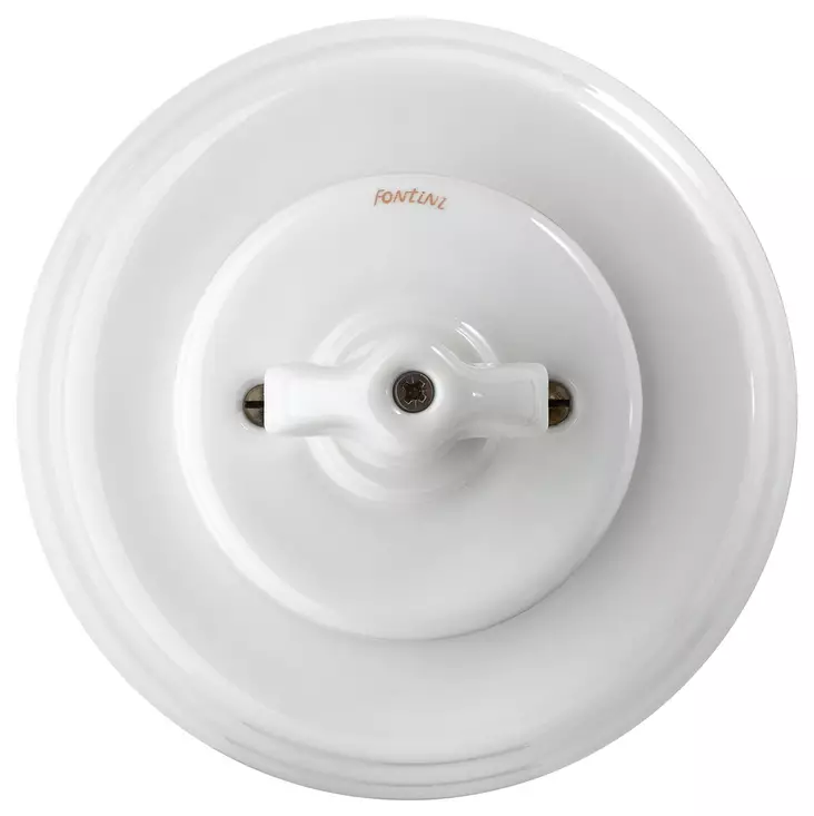 Impulssikytkin, vääntönupilla - Valkoiset posliinikytkimet - 516-025-7 - 1